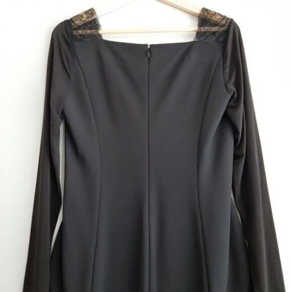 DONNA KARAN \ Italy Long Sleeve LBD Black Lace Detail Dress Sz 8 - Picture 10 of 16